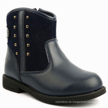 Kinder Leder Zipper Design blau Stiefeletten Mädchen süße Winterstiefel